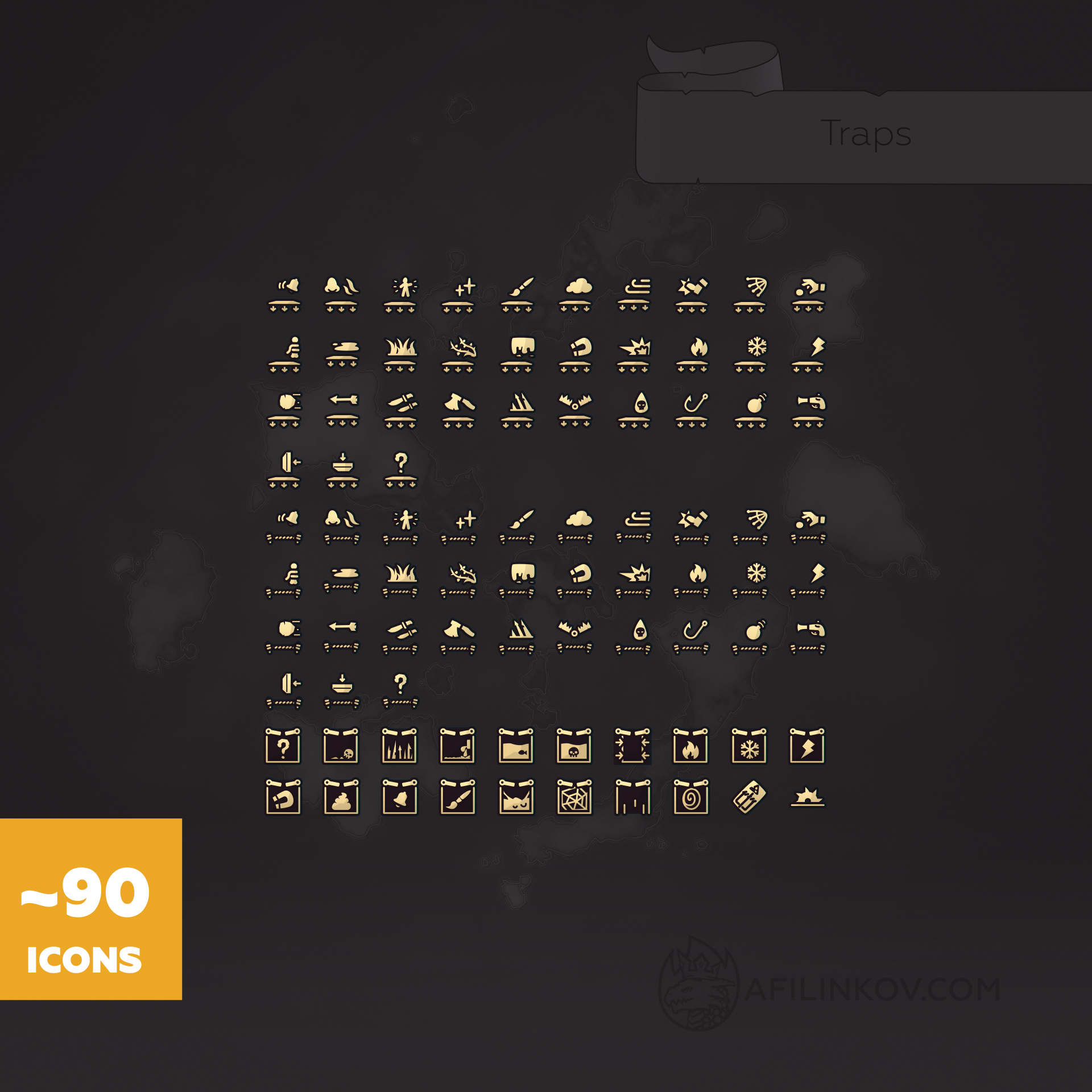 Traps – Map Icon Set. Icon dnd. Icon for Roll20 & foundry