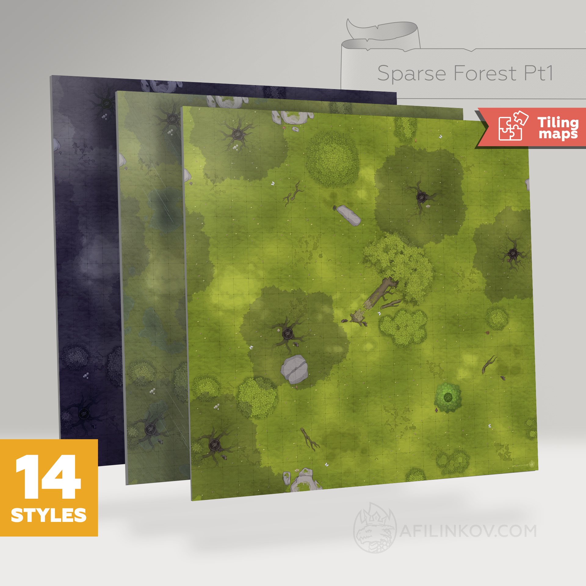 Sparse Forest Map. Part 1. Battlemap dnd.
