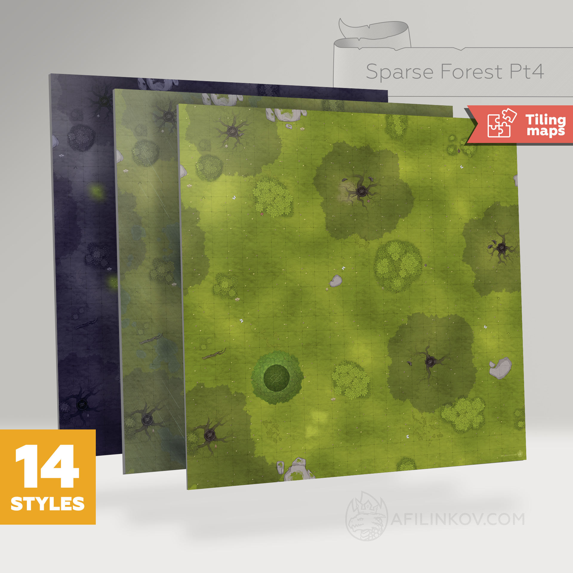 Sparse Forest Map. Part 4. Battlemap dnd.