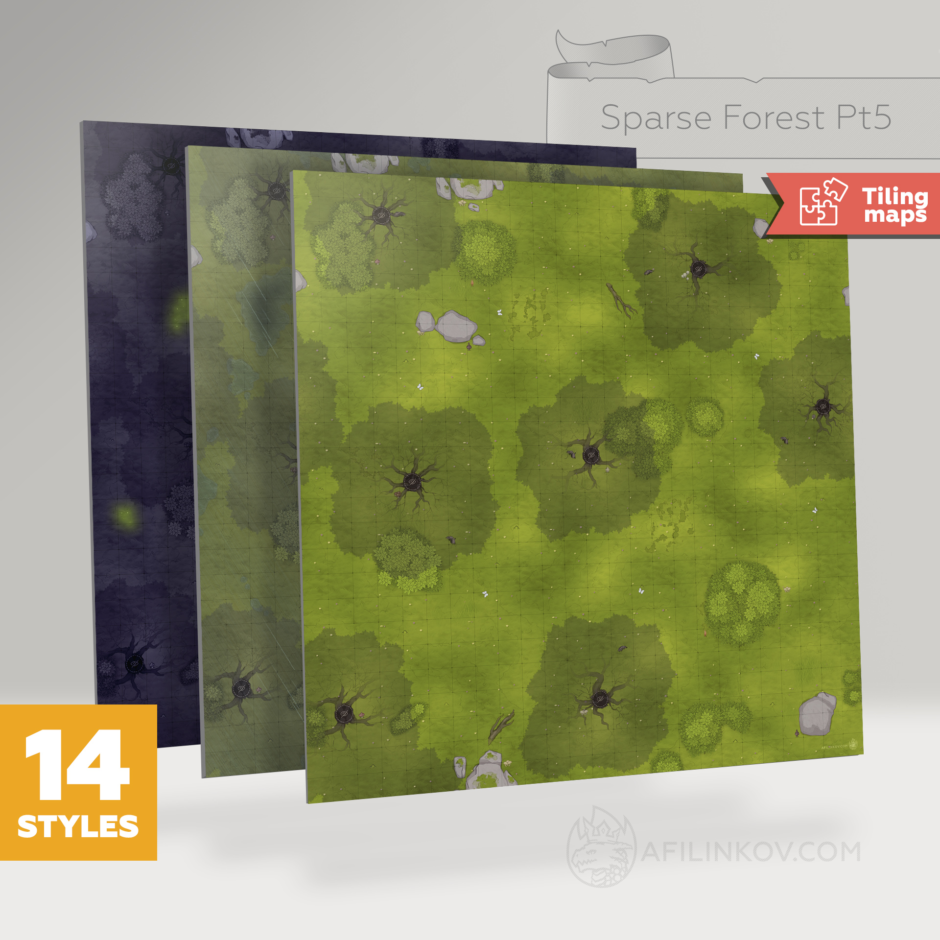 Sparse Forest Map. Part 5. Battlemap dnd.
